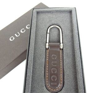 Gucci Vintage Dark Brown Leather Key Chain Holder and Box